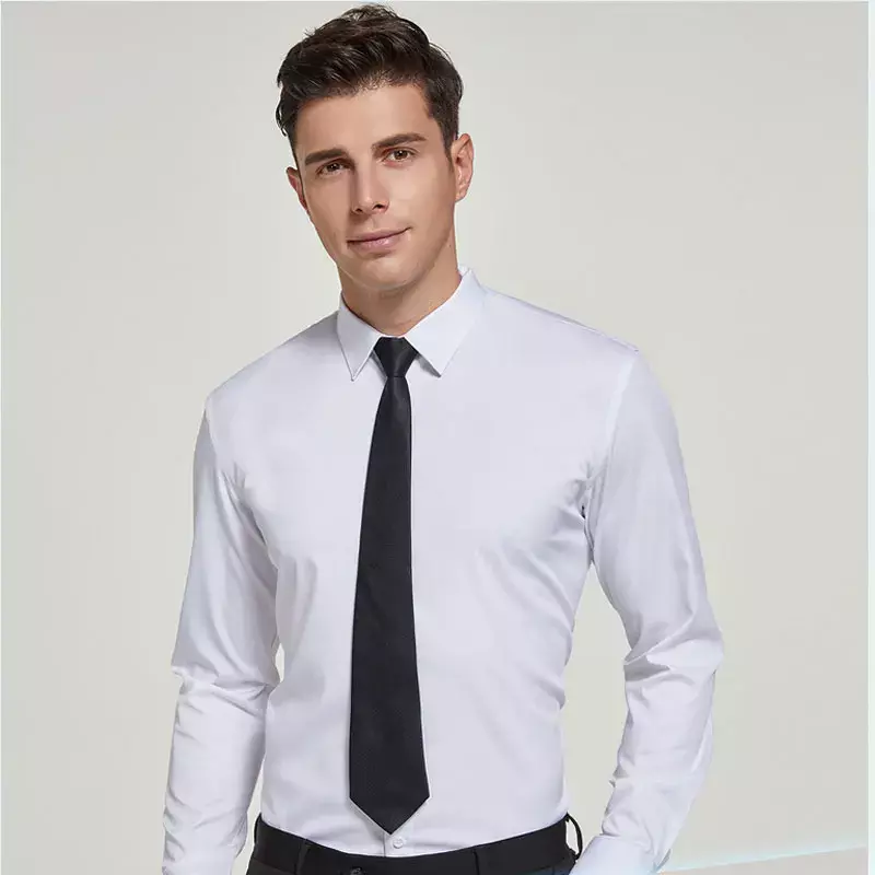 الرجال قميص أبيض بأكمام طويلة غير الحديد الأعمال المهنية العمل مقيد الملابس رداء غير رسمية زر بلايز حجم كبير S-5XL