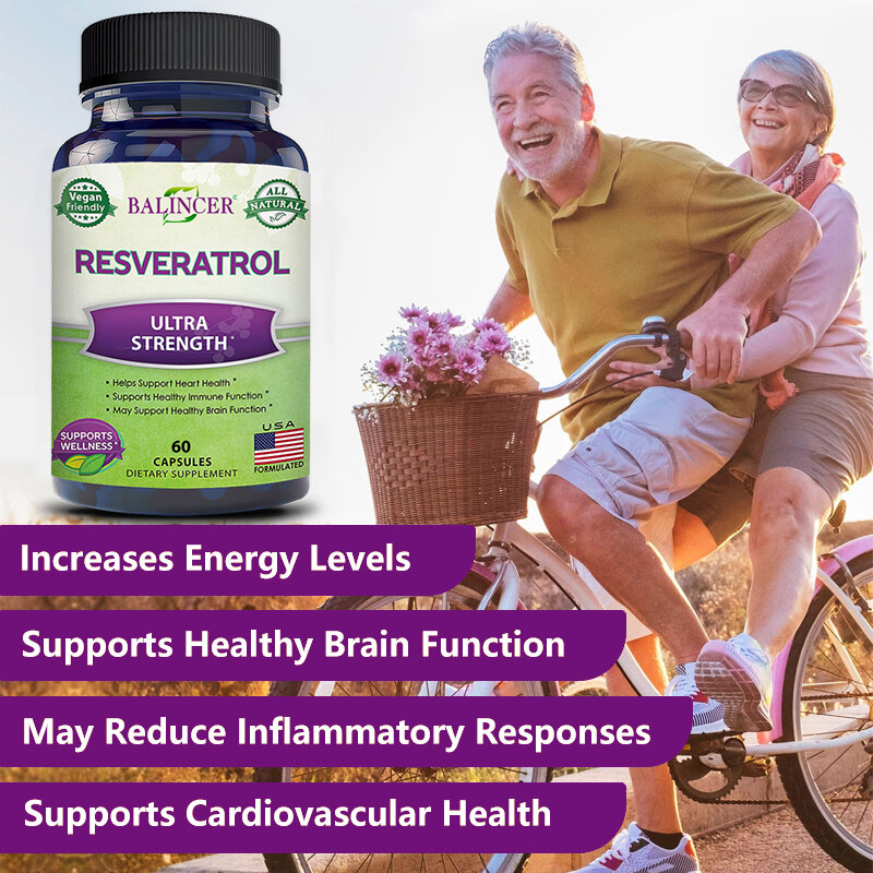 Balincer Resveratrol ملحق مضاد للأكسدة ، يدعم المناعة ووظائف الدماغ ، صحة القلب ومستويات الطاقة