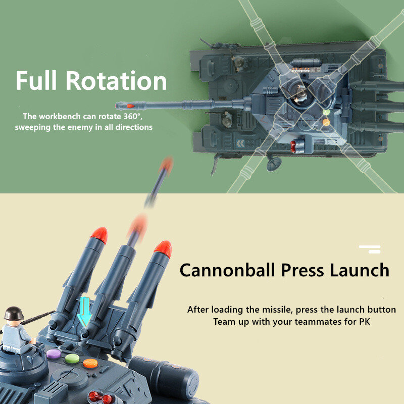 الموسيقى الإلكترونية لعبة على شكل دبابة محاكاة العسكرية تانك المسار الجمود سيارة كهربائية إطلاق Cannonball مضحك لعبة تعليمية للأطفال