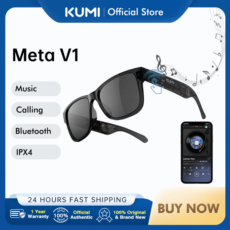 KUMI Meta V1 النظارات الذكية الاستقطاب النظارات الشمسية بلوتوث نظارات IPX4 مقاوم للماء فتح الأذن سماعات بلوتوث مكالمة هاتفية