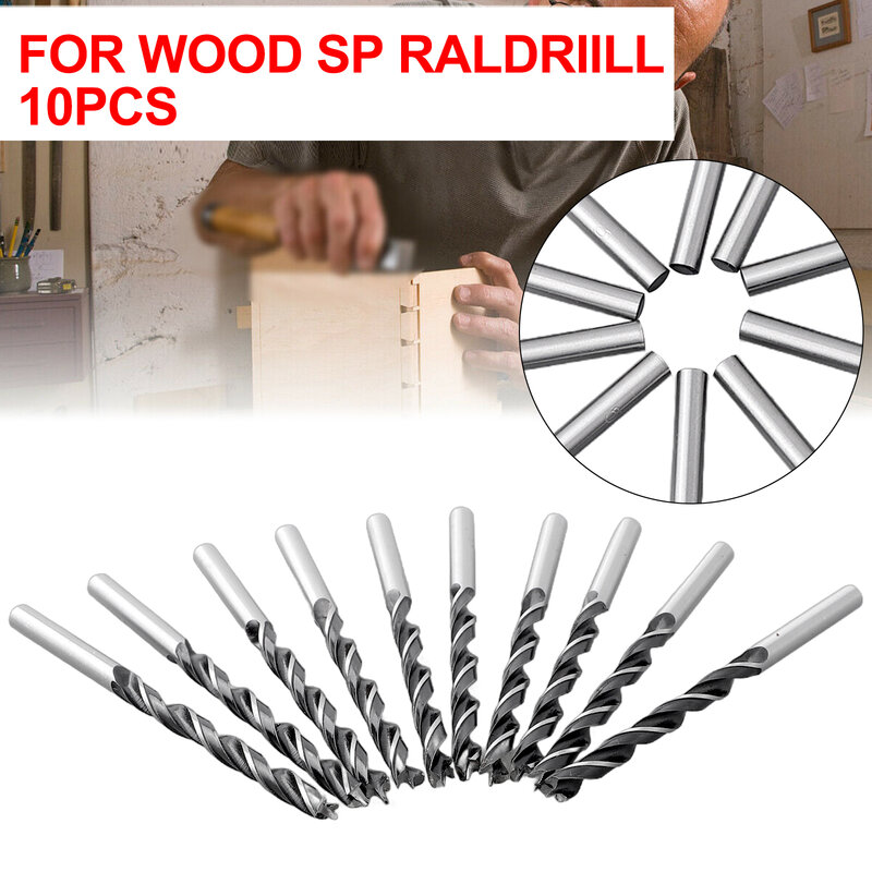 10pcs Woodworking Spiral Drill Bit 5mm Diameter Wood Drills With Center Point High Strength Drilling Tool For Woodworking Tools