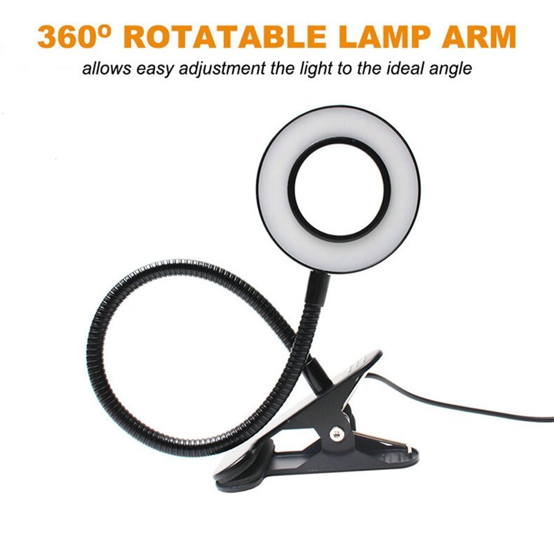 360 درجة مرنة القراءة الجدول ضوء العين الرعاية USB المشبك مصباح للنوم مكتب منضدة-A