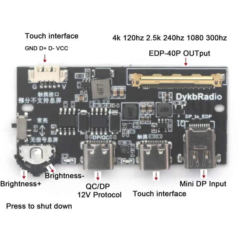 محول إشارة لشاشة عرض LCD ، كابل EDP محوري ، 2K ، كمبيوتر محمول ، Hz ، 60 هرتز ، 30 دبوس ، 40 دبوس ، 4K ، Hz ، DP إلى EDP لوحة سائق