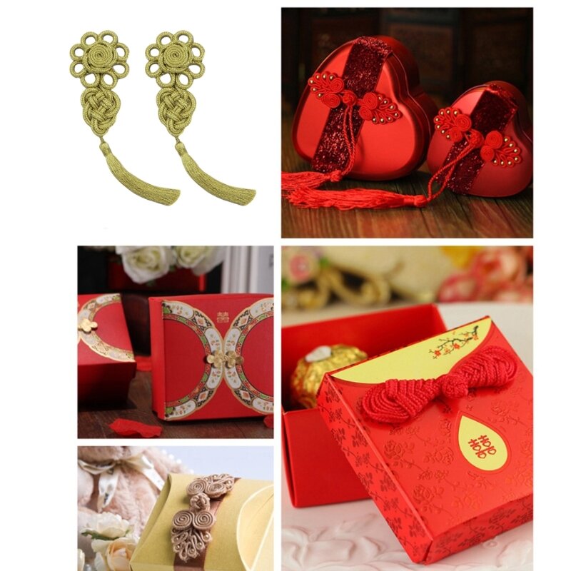 خمر أسلاك الذهب الصينية عقدة مهدب أزرار شيونغسام التقليدية