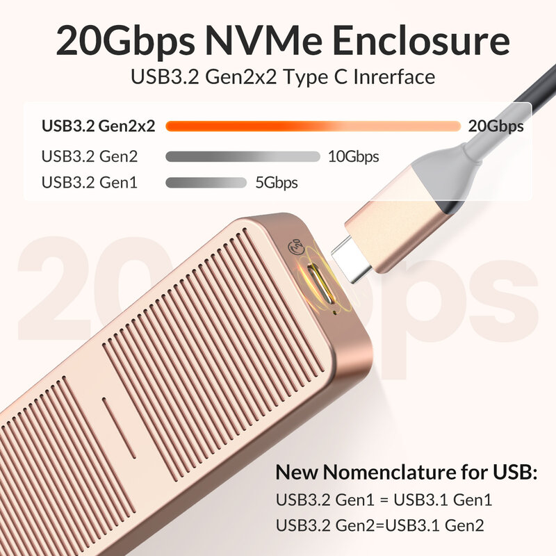 ORICO 20Gbps M.2 NVME SSD مع سترة تبريد مدمجة ترقية الألومنيوم نوع C M2 NVME SSD الضميمة لمحرك الحالة الصلبة