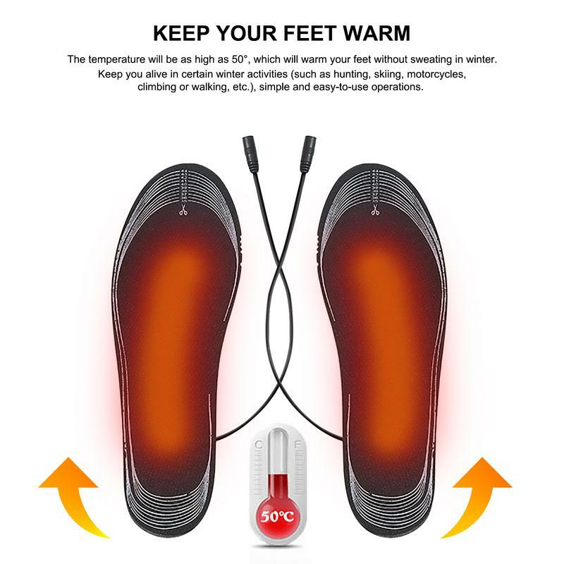 نعال حذاء مدفئة بمنفذ USB 3.7 فولت 2100MA نعال مدفئة كهربائية قابلة للشحن نعال مدفئة جورب دافئ سادة نبات حصيرة