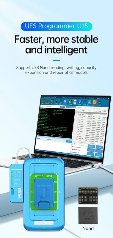 JCID سرعة عالية للقرص الصلب UFS ، القراءة والكتابة ، توسيع السعة وإصلاحها ، يدعم UFS4.0 وحدة معالجة مركزية منخفضة الطاقة