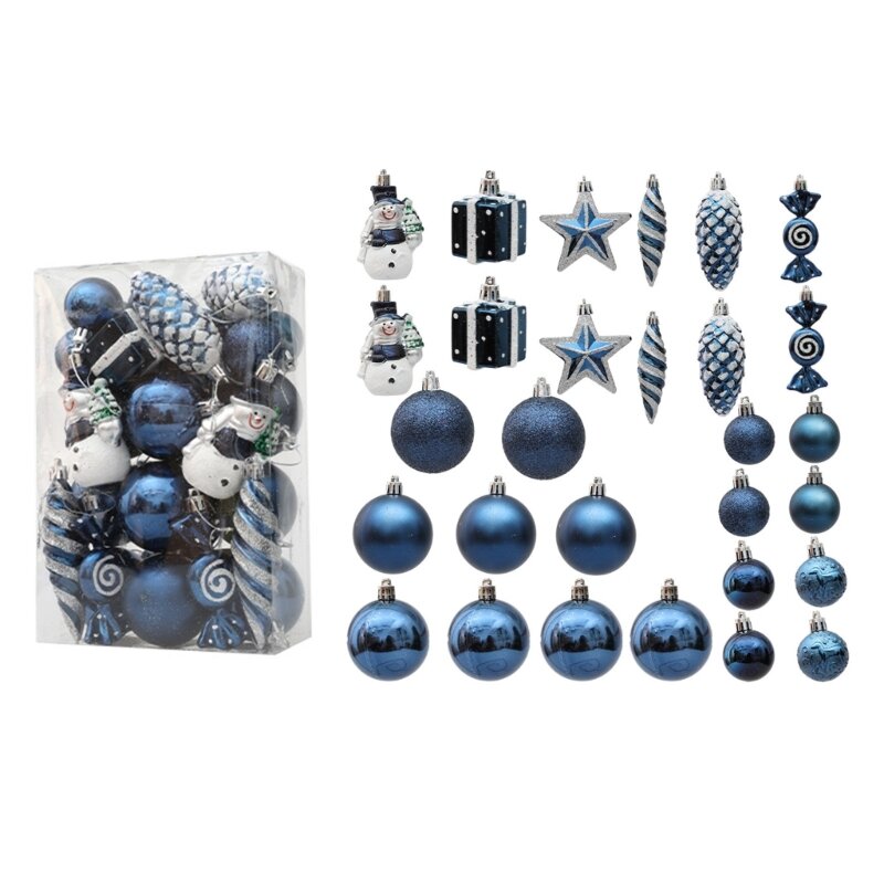 مجموعة زينة شجرة عيد الميلاد مكونة من 29 تعليقة على شكل نجمة كرات زرقاء للديكور الاحتفالي