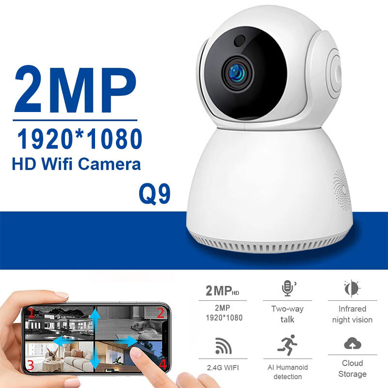 كاميرا مراقبة فيديو CCTV لاسلكية V380 ، كاميرا IP ذكية ، شبكة واي فاي ، رؤية ليلية الأشعة تحت الحمراء ، كاميرا أمان منزلية PTZ ، من 2 ميجابكسل