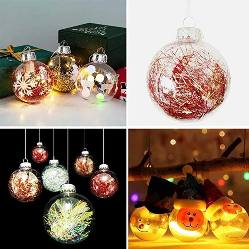 الكرة البلاستيكية واضحة الحشو لديي شجرة عيد الميلاد الديكور ، زخرفة الحلي ، كرات زجاجية قزحي الألوان ، حزمة من 12