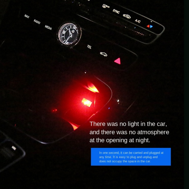 مصباح USB صغير LED USB ضوء الليل النمذجة سيارة المحيطة ضوء النيون الداخلية ضوء سيارة مجوهرات (5 أنواع من الألوان الخفيفة)