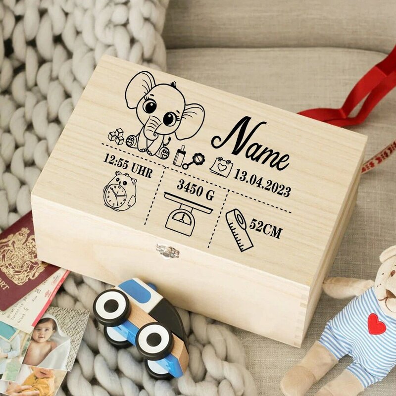مخصص الطفل صندوق ذاكرة خشبي Newbron دش هدية شخصية الرضع تذكار صندوق الطفل احصائيات الولادة صندوق الحبل السري