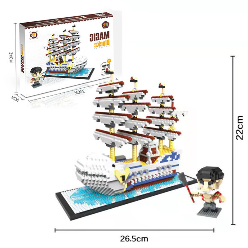 قطعة واحدة سفينة القراصنة سلسلة ألف مشمس الذهاب نموذج مرح أنيمي اللبنات الصغيرة الطوب الأسود اللؤلؤ الشكل ألعاب أطفال هدية
