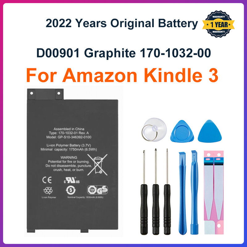 Original Quality 1900mAh Kindle 3 Battery For Kindle 3 III Keyboard eReader D00901 Graphite 170-1032-00 / FS249 +tools