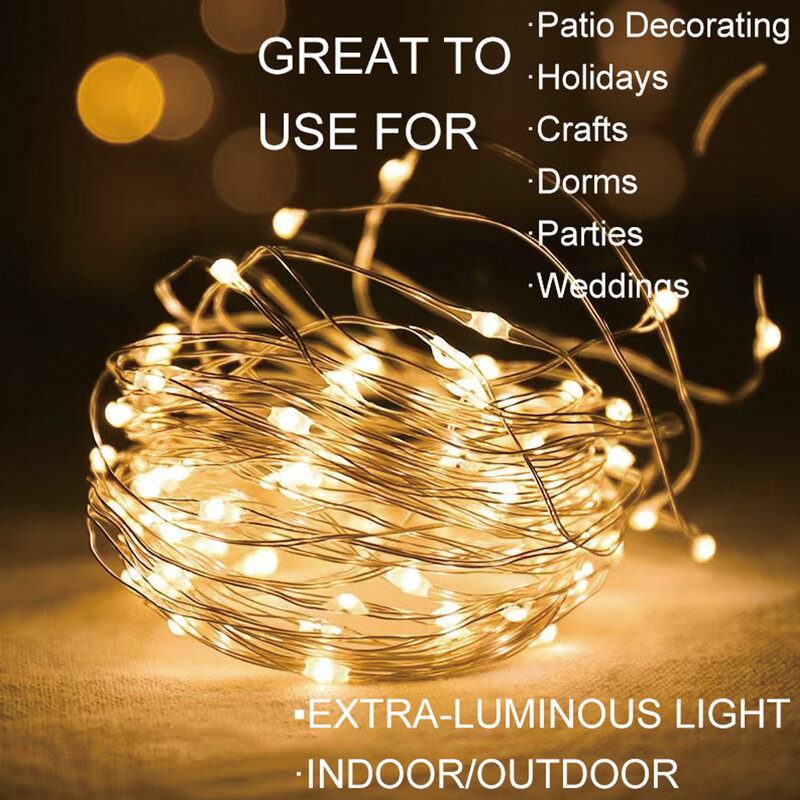 1 متر 3 متر 5 متر Led الأسلاك النحاسية الجنية أضواء أكاليل عطلة مصباح USB/بطارية تعمل بالطاقة LED سلسلة أضواء لتقوم بها بنفسك الزفاف عيد الميلاد ديكور