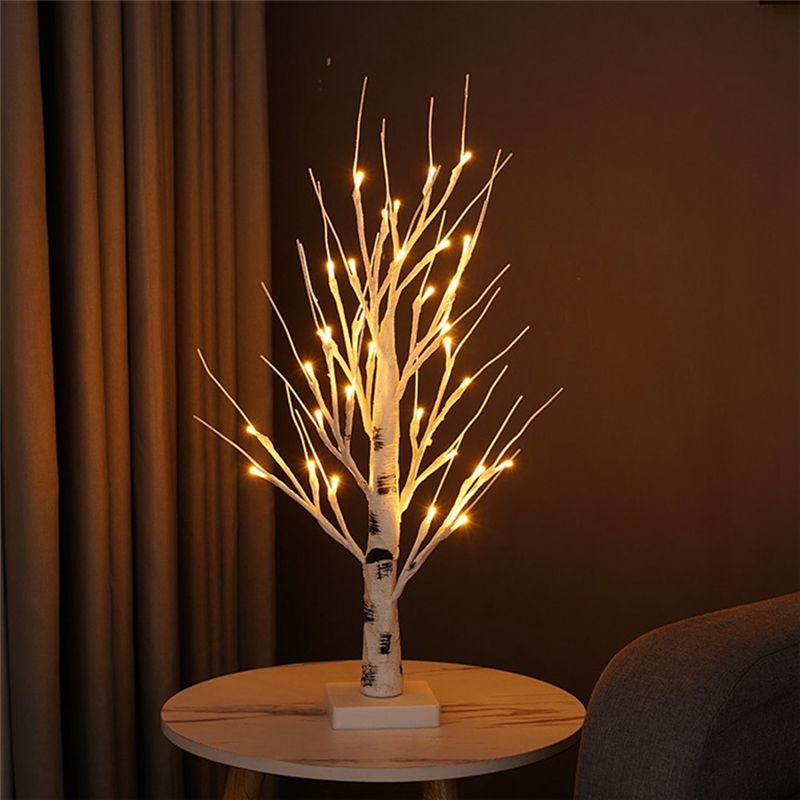 شجرة منضدية مع أضواء ليد ، أضواء شجرة صغيرة بيضاء دافئة ، مؤقت يعمل بالبطارية ، شجرة مضاءة