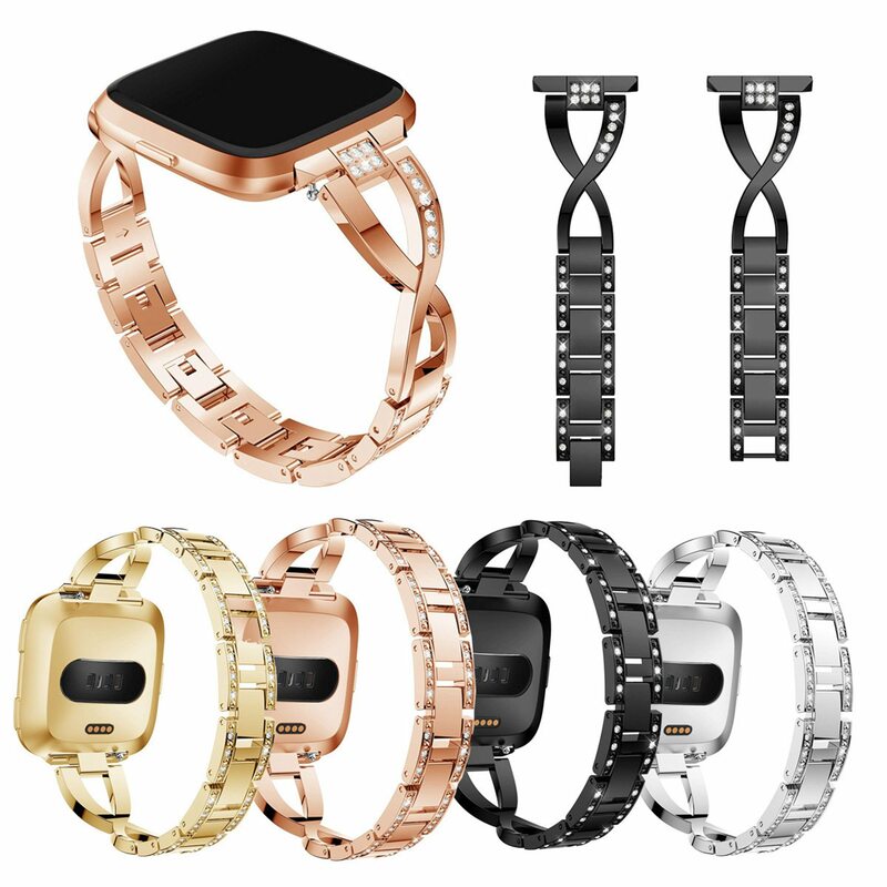 سوار ساعة ماسي للنساء ، حزام من الفولاذ المقاوم للصدأ ، سوار بلينغ للسيدات ، Fitbit fersa 2 Lite ، A