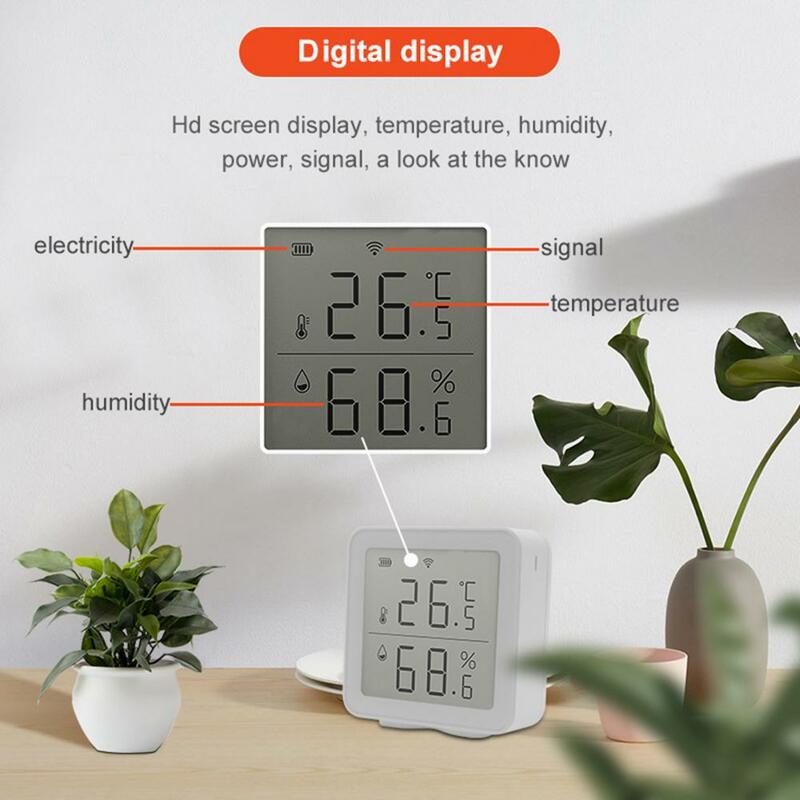 مستشعر درجة الحرارة والرطوبة الذكي واي فاي ، مقياس الرطوبة الداخلي ، ميزان الحرارة مع شاشة LCD ، يعمل مع أليكسا ، جوجل المنزل
