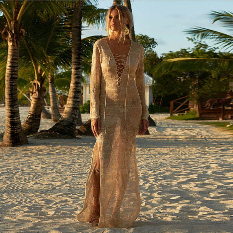 الصيف المرأة الجديدة طويلة محبوك فستان الشاطئ عطلة عادية شاطئ التستر تنورة التستر