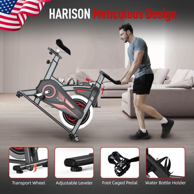 دراجة تمارين مغناطيسية HARISON مع بلوتوث ، دراجات ثابتة للمنزل مع حامل iPad ، وسادة مقعد مريحة ، 350 رطل