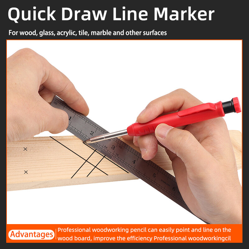 قلم نجار متين من Onnfang قلم تحديد بفتحة عميقة قلم نجار قابل لإعادة الملء قلم رصاص ميكانيكي أدوات نجارة