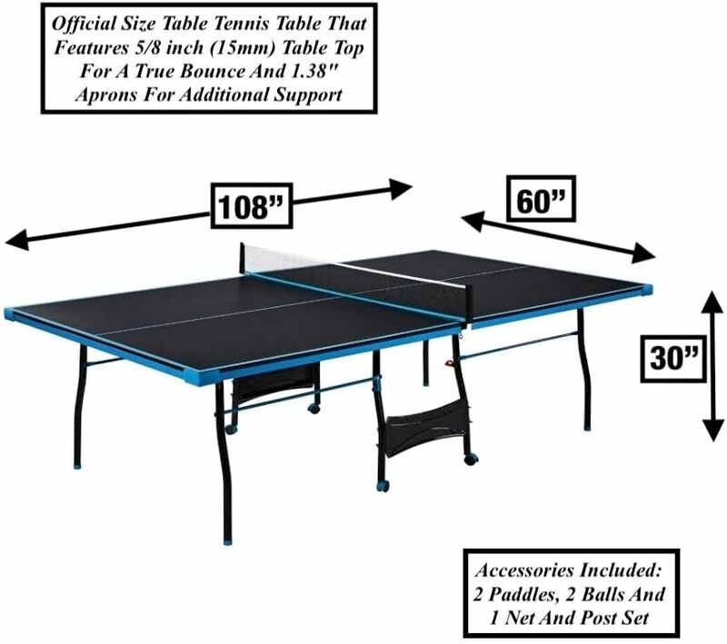 للطي المتداول طاولة تنس الطاولة ، داخلي بينغ بونغ الجدول ، 2 المجاذيف ، 2 كرات ، 1 صافي ، آخر مجموعة ، 4 عجلات لسهولة الحركة
