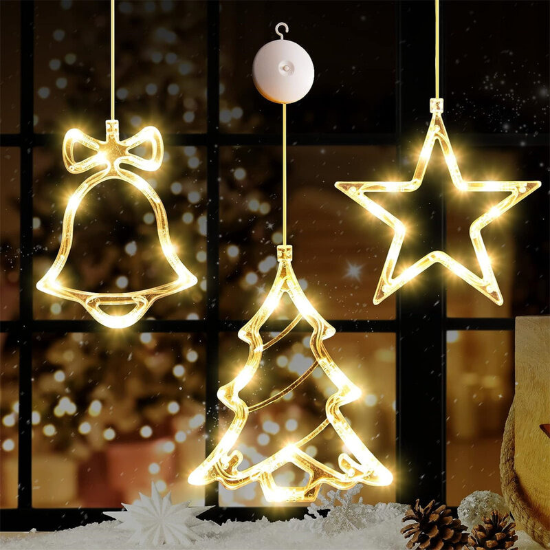 السوبر مشرق LED أضواء معلقة لنافذة عيد الميلاد ، مصباح مصاصة ، وتوفير الطاقة ، والديكور عطلة ، 3 قطعة