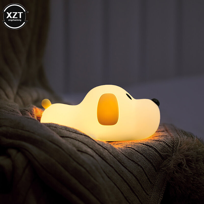 سيليكون الكلب LED ليلة ضوء اللمس الاستشعار USB قابلة للشحن السرير جرو مصباح 2 ألوان عكس الضوء الموقت للأطفال الطفل لعبة هدية