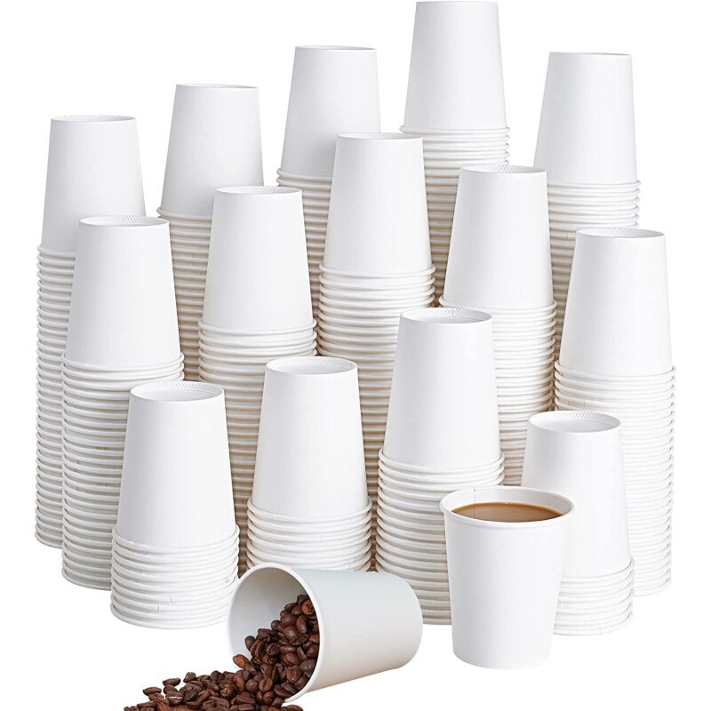 أكواب ورقية للقهوة للاستعمال مرة واحدة ، كوب ورقي أبيض مزدوج الجدار ، مطبوع حسب الطلب ، 8 أونصة ، منتج مخصص