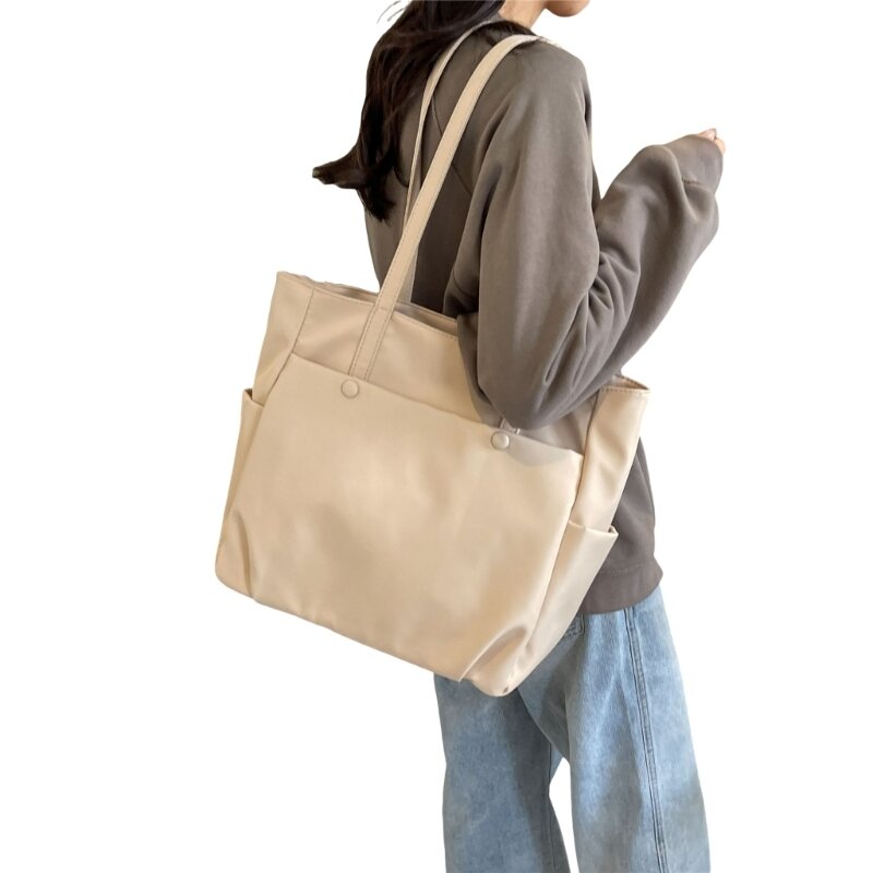 حقائب الكتف حقيبة كتب سعة كبيرة حقيبة للنساء فتاة الموضة الصلبة اللون حقيبة يد حقيبة تسوق Splashproof