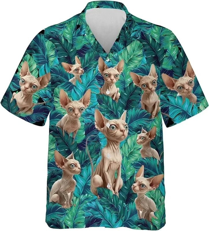 قميص بأكمام قصيرة للرجال والنساء ، نمط مضحك ، قميص شاطئ مطبوع ثلاثي الأبعاد ، أزياء هاراجاكو ، بلوزات كاواي ، ملابس حيوانات ، قمم Y2K
