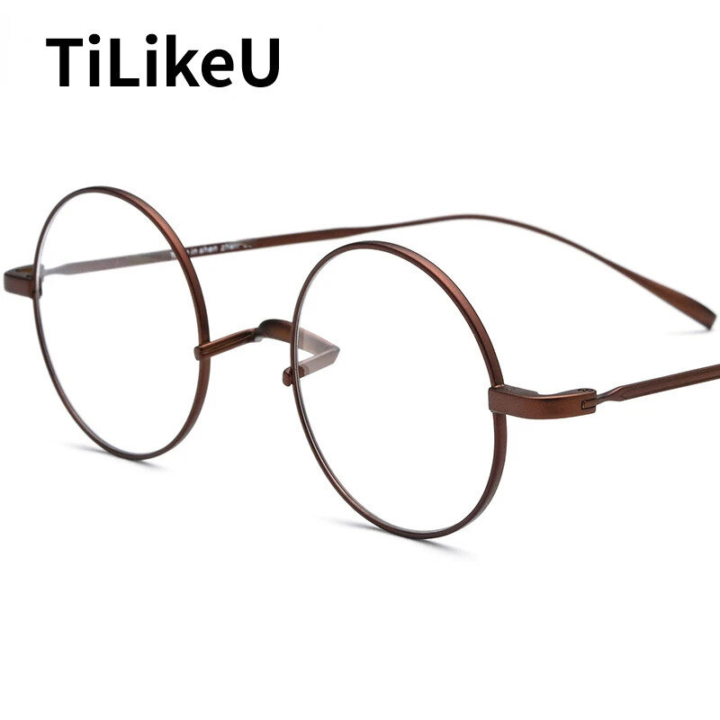 نظارات تيتانيوم خفيفة للغاية للرجال والنساء ، نظارات بصرية مستديرة ، نظارات قصر النظر ، كلاسيكية ، كبيرة ، نقية ، مصممة