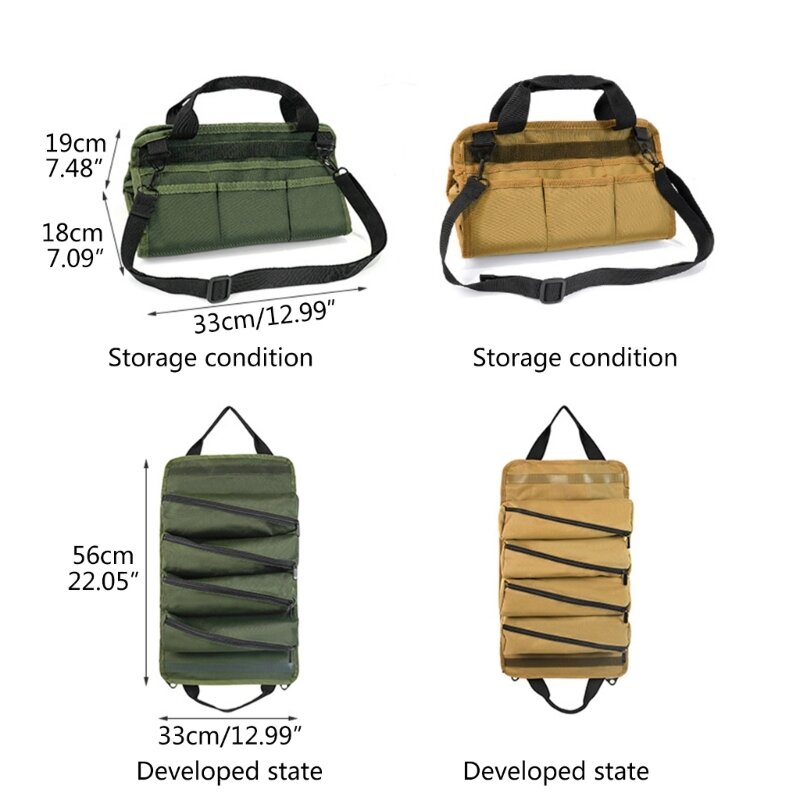K1KA مجموعة أدوات خارجية حقيبة تصميمات رول مدمجة منظمات حل تخزين فعال متعدد الاستخدامات لسهولة التخزين والسفر