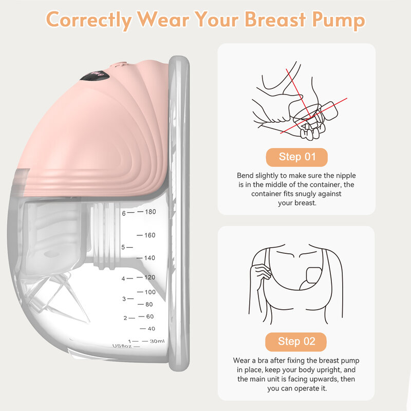 يمكن ارتداؤها مضخة الثدي الأيدي الحرة الكهربائية المحمولة يمكن ارتداؤها مضخات الثدي Slient خالية من BPA الرضاعة الطبيعية جامع الحليب