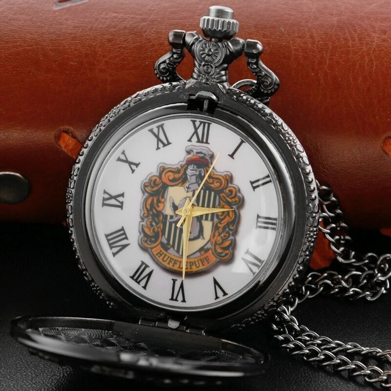 أكاديمية الأسود من Wizardry شارة ساعة الجيب قلادة قلادة Steampunk خمر سلسلة ساعة الموضة للنساء الرجال هدية XH3030