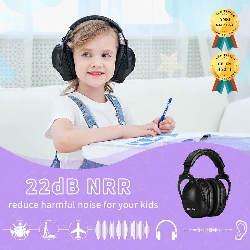 غطاء للأذن من ZOHAN بتصميم سلبي NRR 22dB سدادات أذن للحماية من الضوضاء للصيد التكتيكي سماعات للأذن مضادة للضوضاء للأطفال