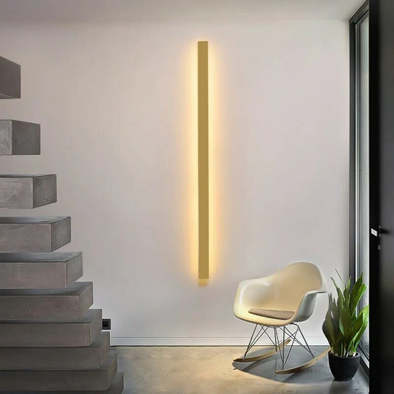 الحديثة الأسود LED الجدار مصباح لغرفة الطعام غرفة المعيشة الديكور LED قطاع طويل أضواء الجدار الدرج الزاوية الجدار مصباح