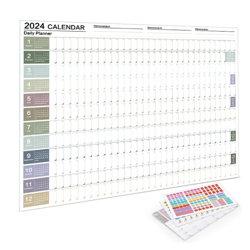 تقويم 2024، ورقة مخطط جدول يومي بسيط للقيام بقائمة معلقة، منظم جدول أعمال مخطط سنوي أسبوعي سنوي