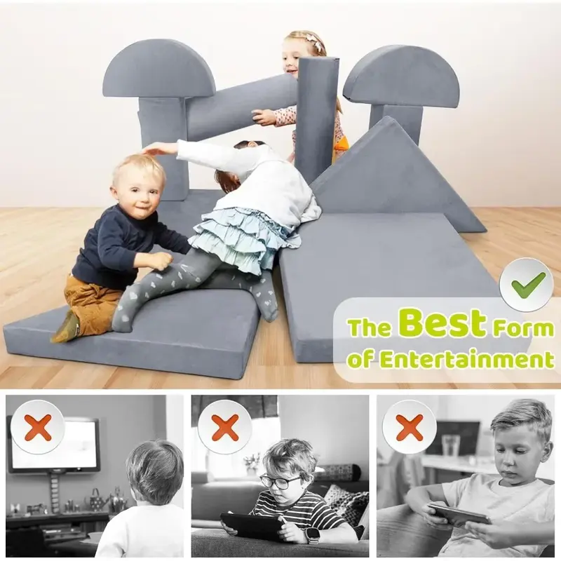 أريكة فوم للعب الأطفال ، أريكة متميزة للأطفال الصغار والمراهقين ، بناء الحصن ، 63 بوصة ، XXL ، 10