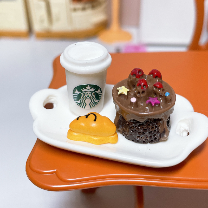 دمية لعبة حلوى مصغرة دمية منزل لعبة الإبداعية كعكة القهوة الصغيرة الخبز مجموعة لوحة نموذج سطح المكتب الحلي الاطفال الهدايا