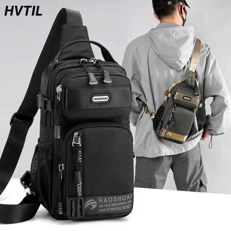 HVTIL جديد في الهواء الطلق مقاوم للماء حقيبة الصدر الرجال متعددة الوظائف رسول حزمة موضة Crossbody حقيبة الكتف للسفر متعددة جيب