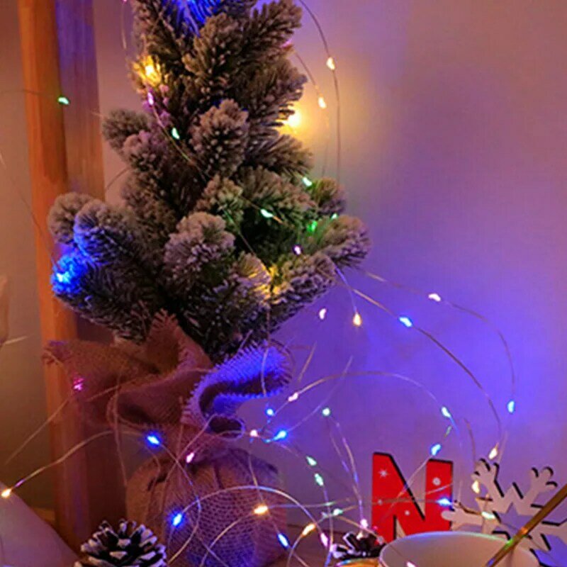 أضواء اكليل البطارية USB لعيد الميلاد الديكور ، أكاليل خرافية ، جهاز التحكم عن بعد ، شجرة عيد الميلاد ، الشارع ، 10 م