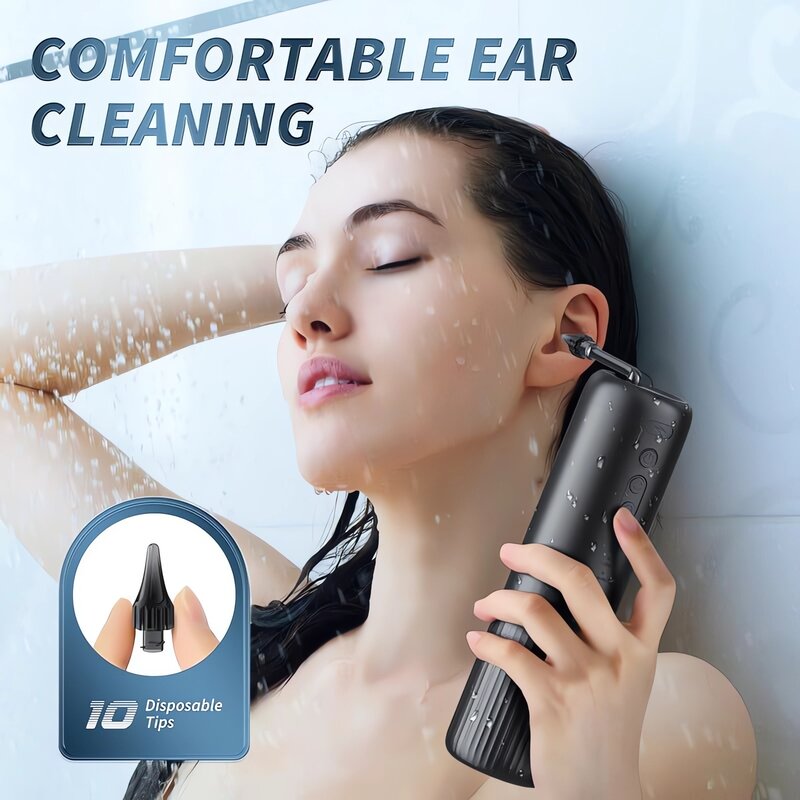 أداة إزالة الشمع الأذن ، تعمل بالطاقة المائية ، Wush الأذن الأنظف ، طقم تنظيف الأذن الكهربائية مع 10 نصائح الأذن ، مقاوم للماء نوع-C ، آمنة وفعالة
