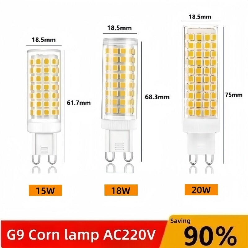 لمبة إضاءة LED G9 من السيراميك مطورة ، مصابيح سبوت بيضاء دافئة وباردة ، مصابيح هالوجين ، AC V ، 5W ، 7W ، 9W ، 12W ، 15W ، SMD2835