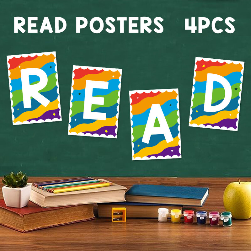 زينة الفصول الدراسية القراءة الملونة ، ملصق للفصول الدراسية ، اللوح الأمامي ، ديكور الحائط ، 8.27x11.22 بوصة