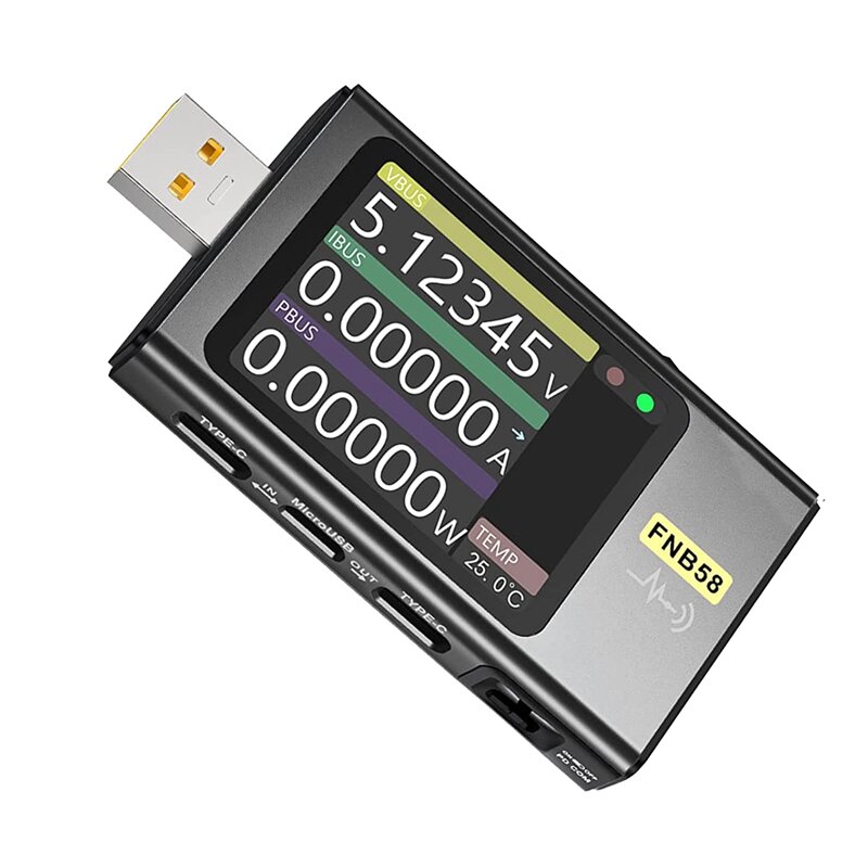 Digital Voltmeter Current Tester FNB58 USB Type-C Fast Charge Protocol Power PD Trigger Detection Max 7A