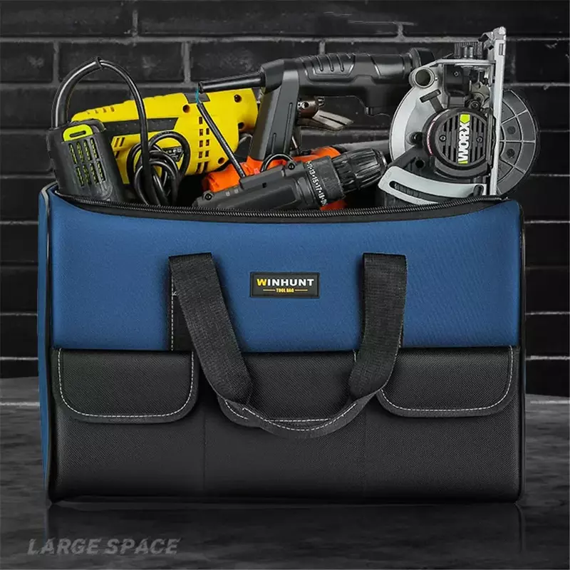 حقيبة أدوات مربعة بسعة أكبر 30% ، جيوب متعددة مضادة للماء ، منظم أدوات ، حقيبة للكهربائي ، جديد