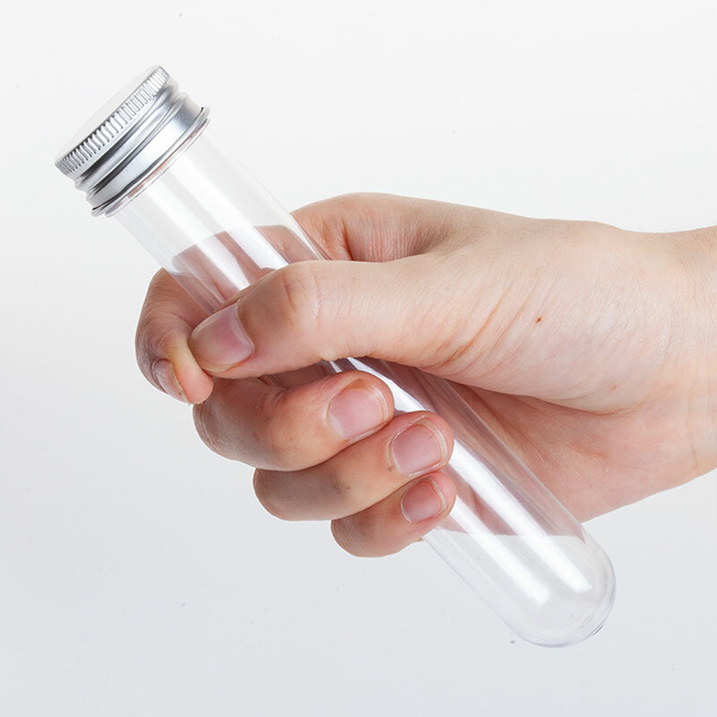 زجاجة أنبوبية لاختبار الحيوانات الأليفة ، بلاستيك اسطواني شفاف ، زجاجة قابلة لإعادة الملء للقناع ، خط بيانات الحلوى ، 30 أو 50 أو 50 أو 50 أو 50 أو