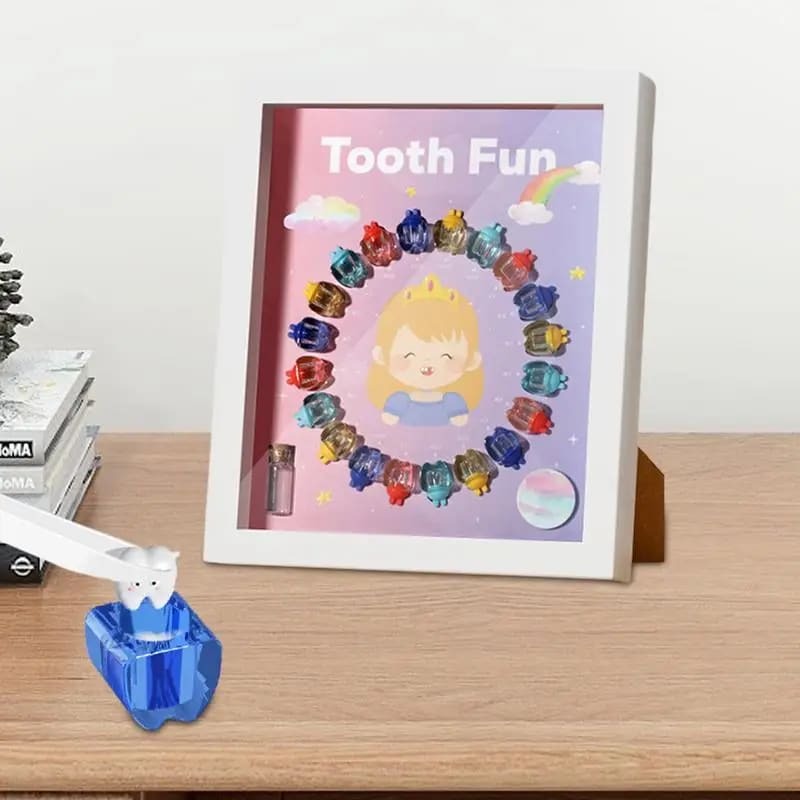 صندوق خرافي للأسنان تذكار ، عرض الأسنان الأولى ، أسنان الطفل ، إطار الصورة ، منظم الأطفال ، عيد الميلاد