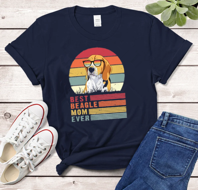أفضل Beagle أمي Ever قميص Vintage الكلب الرجعية عاشق هدية 100% القطن قصير الأكمام 100% قطنية عالية الجودة المحملة مضحك للجنسين انخفاض الشحن